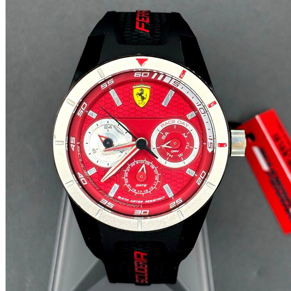 Ferrari Red Rev T 830437 Red Dial Quartz Men’s 44mm Watch NIBWT